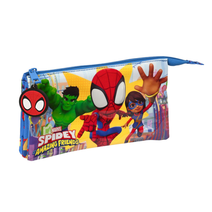 Penar triplu Spider-Man Team up Albastru 22 x 12 x 3 cm