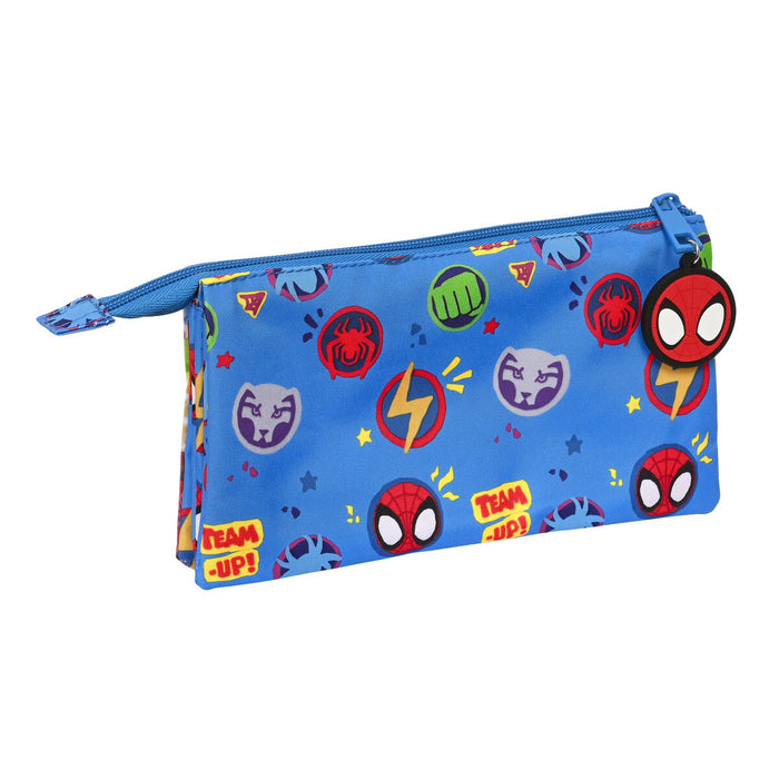 Penar triplu Spider-Man Team up Albastru 22 x 12 x 3 cm