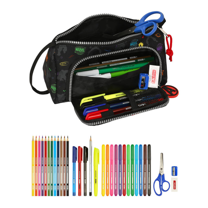 Penar cu Accesorii The Avengers Super heroes Negru 20 x 11 x 8.5 cm (32 Piese)