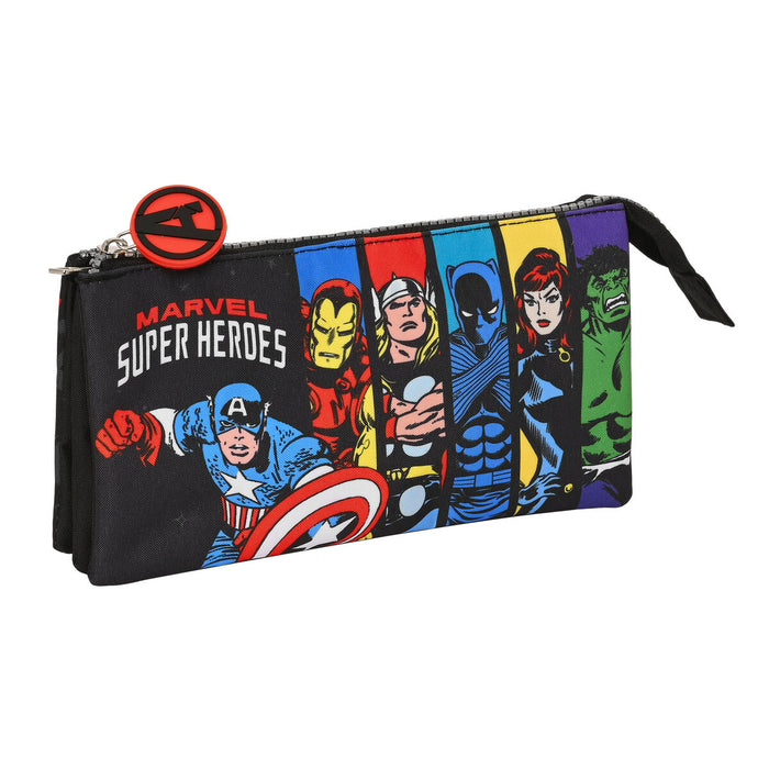 Penar triplu The Avengers Super heroes Negru (22 x 12 x 3 cm)
