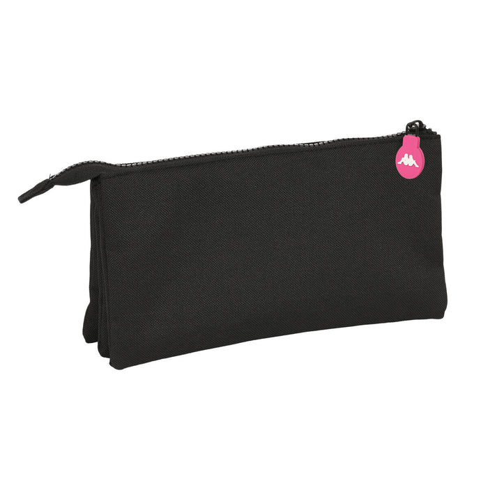 Penar triplu Kappa Black and pink Negru (22 x 12 x 3 cm)