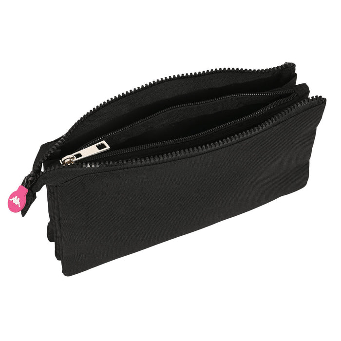 Penar triplu Kappa Black and pink Negru (22 x 12 x 3 cm)