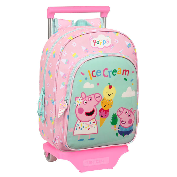 Ghiozdan cu Roți Peppa Pig Ice cream Roz Mentă 26 x 34 x 11 cm