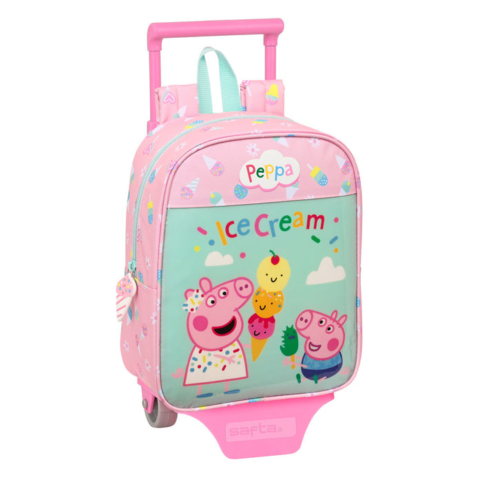 Ghiozdan cu Roți Peppa Pig Ice cream Verde Roz 22 x 27 x 10 cm