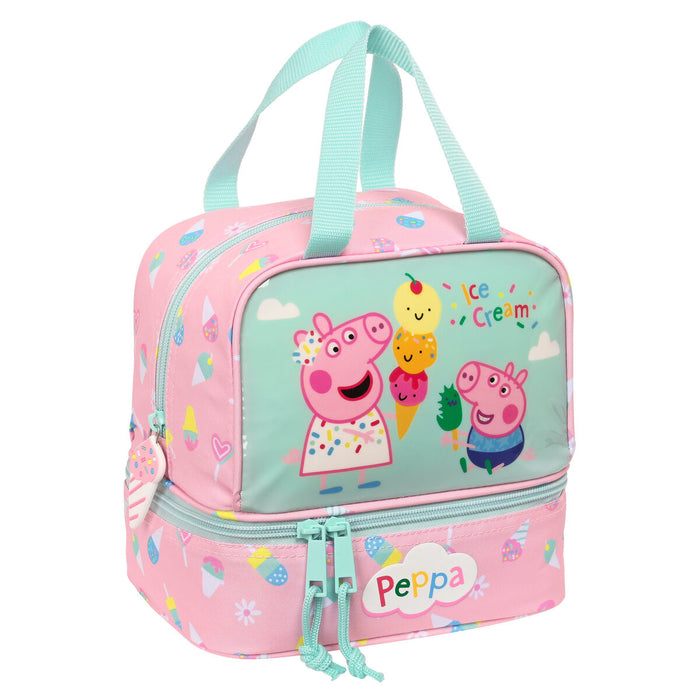Geantă Termoizolantă pentru Gustări Peppa Pig Ice cream Roz Mentă 20 x 20 x 15 cm
