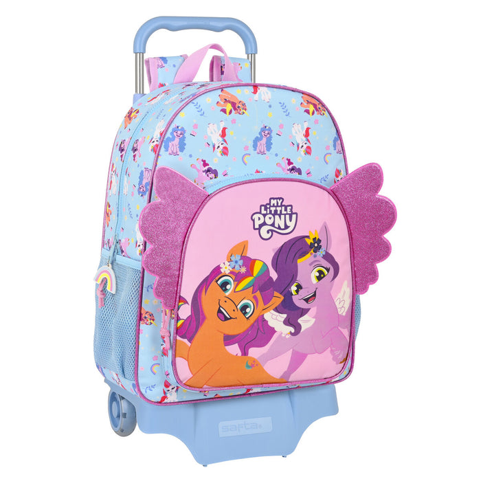 Ghiozdan cu Roți My Little Pony Wild & free Albastru Roz 33 x 42 x 14 cm