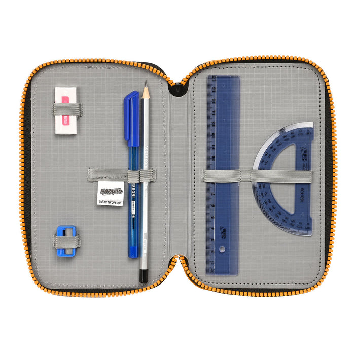 Penar Triplu Naruto 12.5 x 19.5 x 5.5 cm Negru Portocaliu (36 Piese)