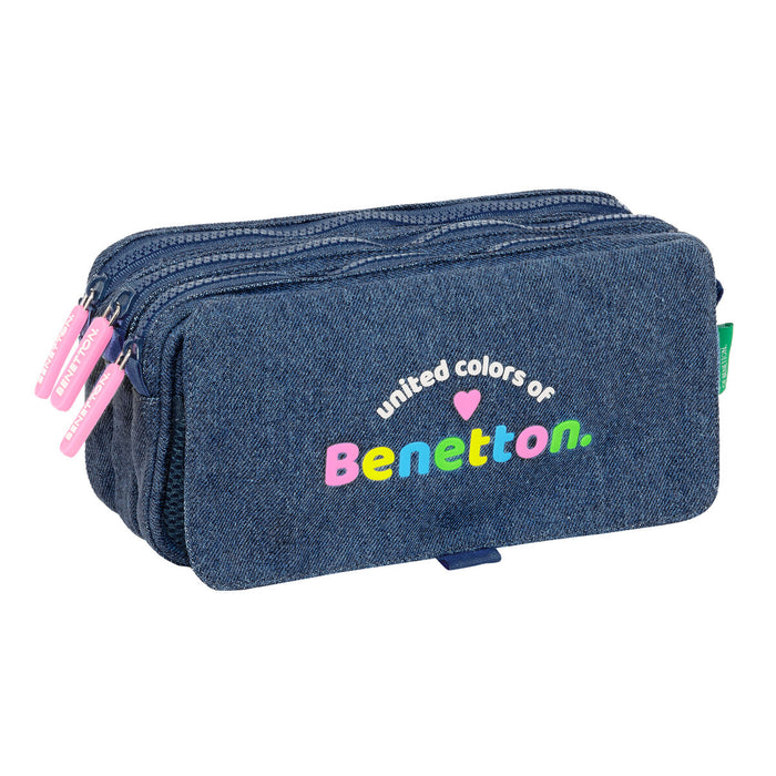 Penar triplu Benetton Denim Albastru 21,5 x 10 x 8 cm