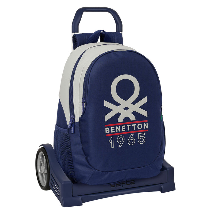 Ghiozdan cu Roți Benetton Varsity Gri Bleumarin 32 x 44 x 16 cm