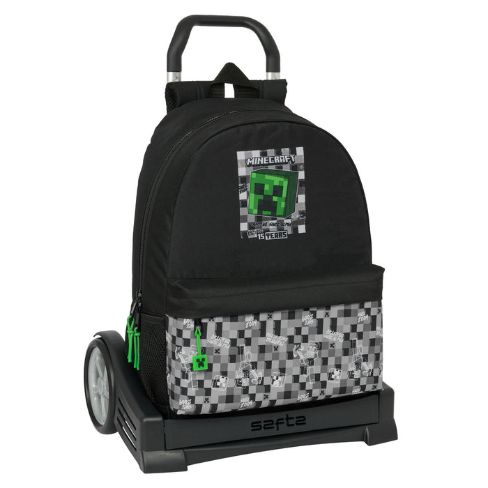 Ghiozdan cu Roți Minecraft Negru Verde Gri 30 x 46 x 14 cm