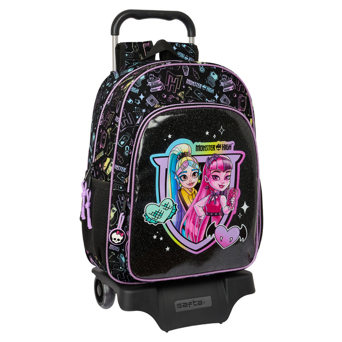 Ghiozdan cu Roți Monster High Negru 33 x 42 x 14 cm