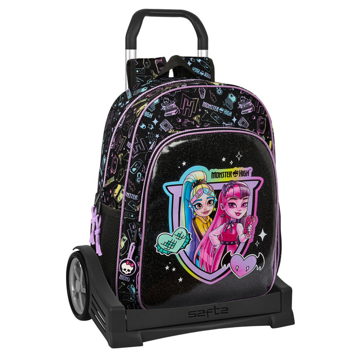 Ghiozdan cu Roți Monster High Negru 33 x 42 x 14 cm
