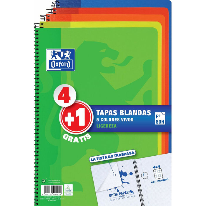 Notebook Oxford Multicolor Din A4 5 Piese 80 Frunze