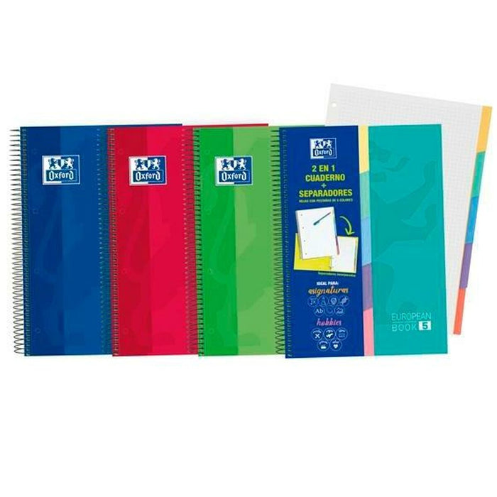 Notebook Oxford European Book 5 2 în 1 Micro perforat Multicolor A4 10 Piese