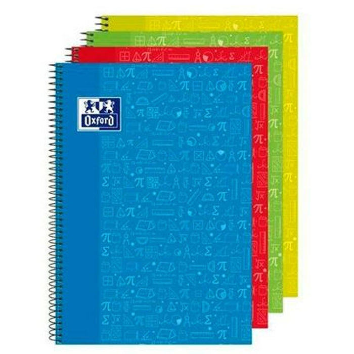 Notebook Oxford Write & Erase Matematică Multicolor Din A4 4 Piese 80 Frunze