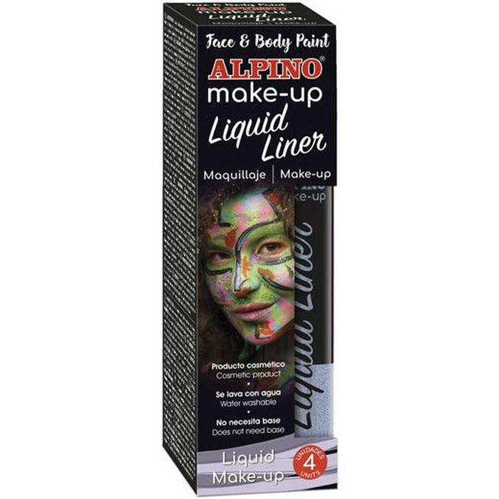 Vopsea pentru corp Alpino Liquid Liner 4 Unități Argintiu 6 gr