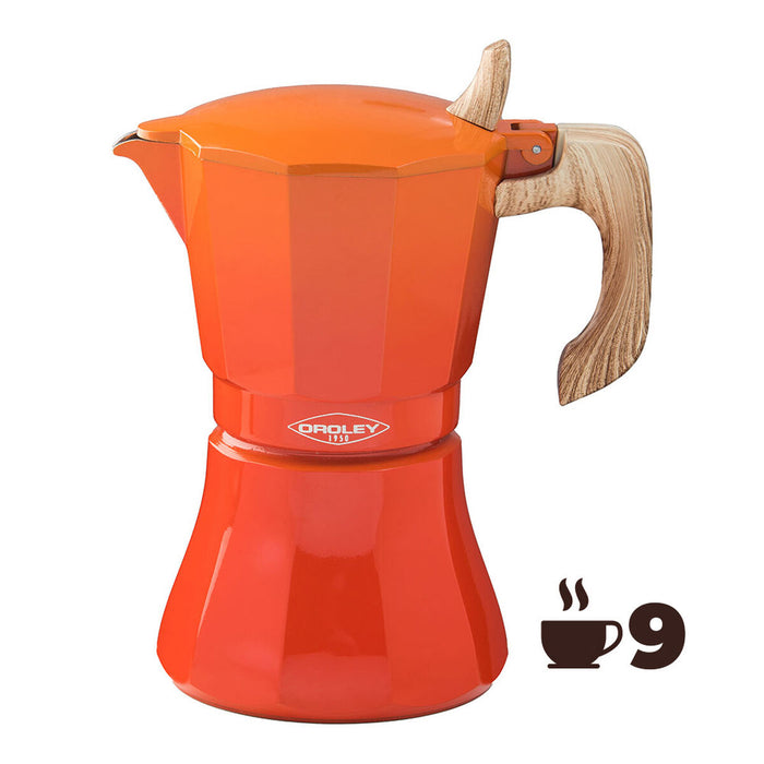 Cafetieră Italiană Oroley Petra 9 Cești Portocaliu Aluminiu