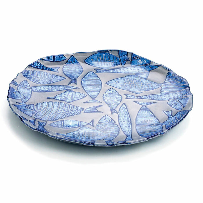 Platou Plat Quid Mar De Viento Albastru Sticlă Ø 32 cm (6 Unități) (Pack 6x)