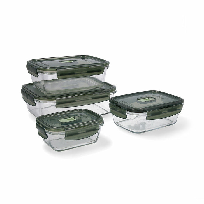 Set de Cutii pentru Prânz Luminarc Pure Box Ermetic Verde inchis Sticlă 4 Piese