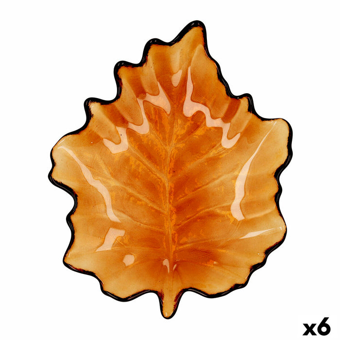 Tavă pentru gustari Quid Frunză Maro Sticlă (22 x 18 cm) (Pack 6x)
