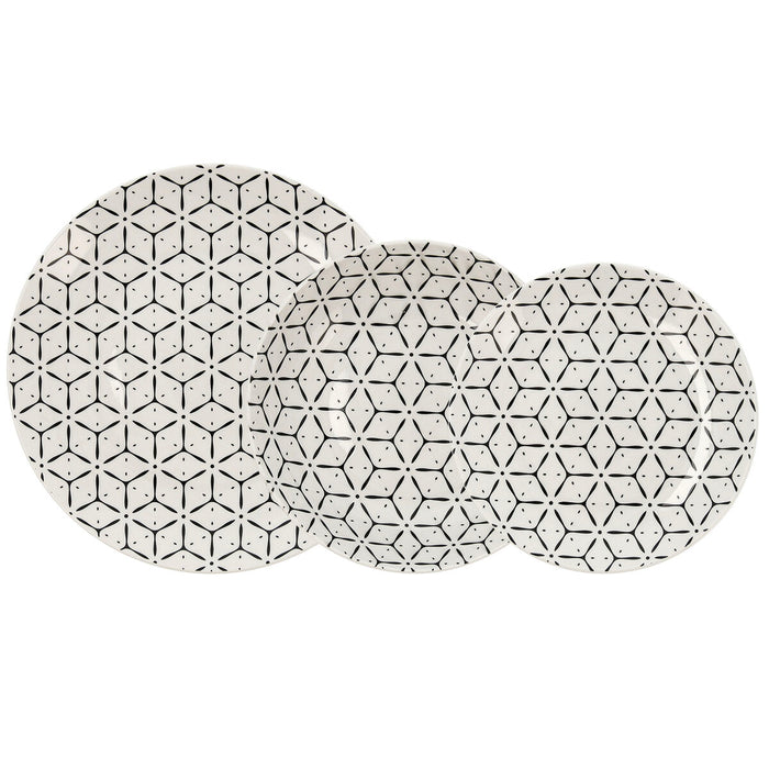 Set de Veselă Quid Creativa Alb/Negru Ceramică 18 Piese