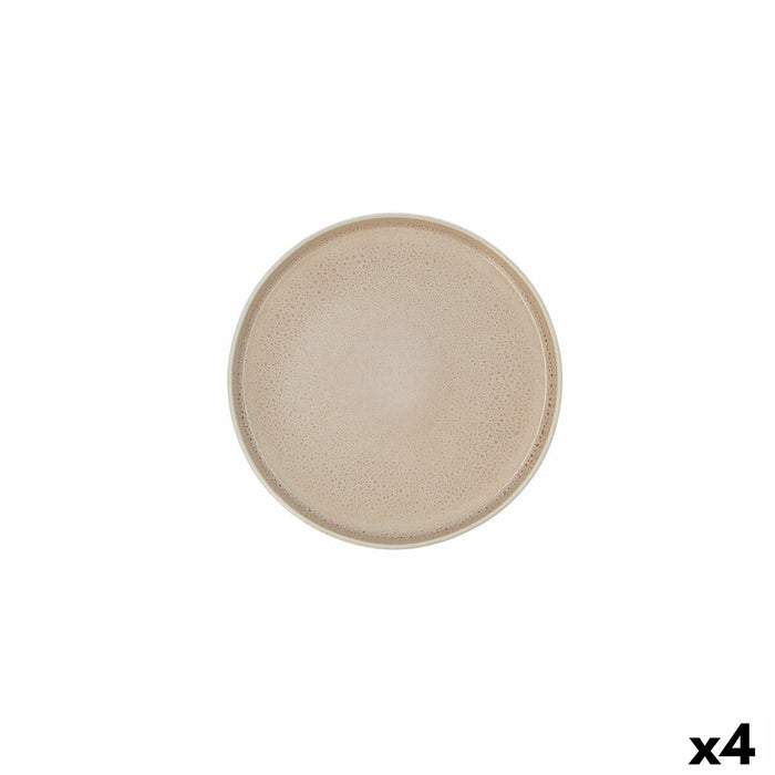 Platou Plat Ariane Porous Bej Ceramică Ø 21 cm (4 Unități)