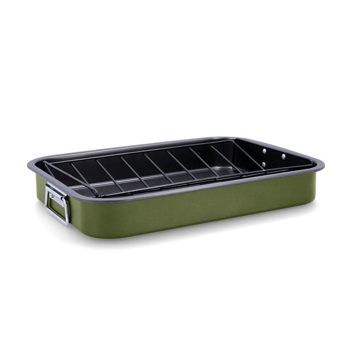Oală pentru gratinat Quid Naturalia Grilă Verde Metal 42 x 30,5 x 6,3 cm