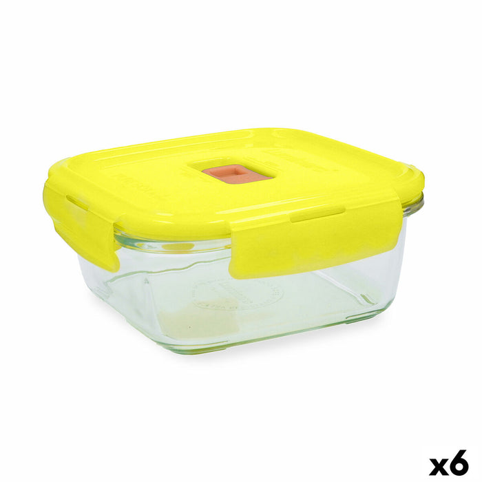 Cutie pentru prânz ermetică Luminarc Pure Box Holy Galben Sticlă Pătrat 1,22 L (6 Unități)