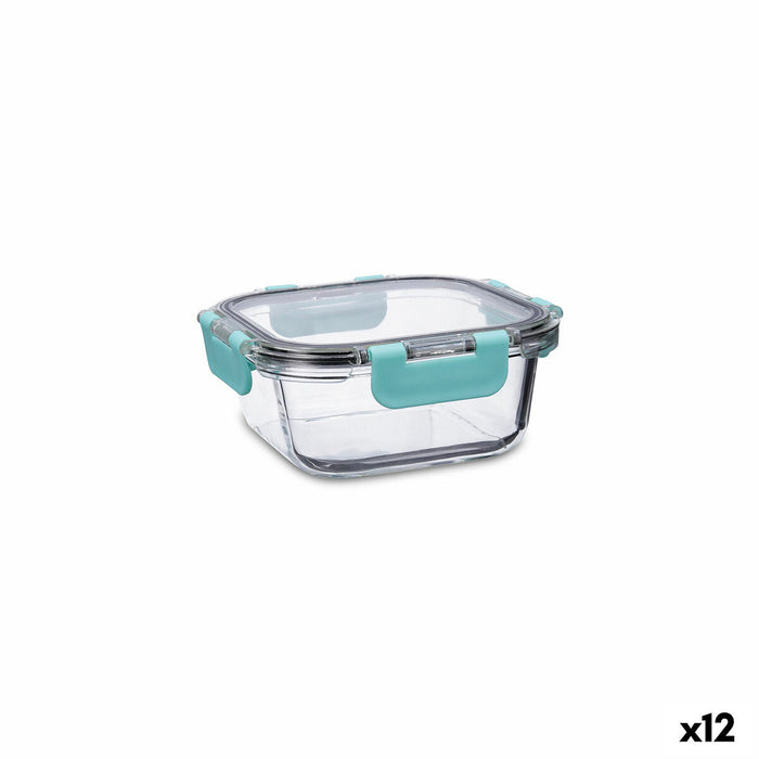 Cutie pentru prânz ermetică Quid Purity Pătrat 530 ml Transparent Sticlă (12 Unități)