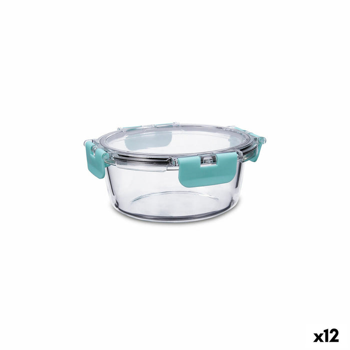 Cutie pentru prânz ermetică Quid Purity Rotundă 640 ml Transparent Sticlă (12 Unități)