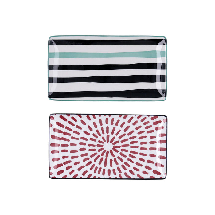 Set de vase de bucătărie Bidasoa Zigzag Dreptunghiular 2 Unități Multicolor Ceramică 20 x 11 cm