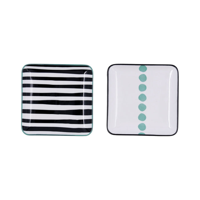 Set de vase de bucătărie Bidasoa Zigzag Pătrat 2 Unități Multicolor Ceramică 15 x 15 cm