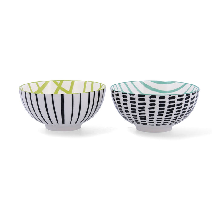 Set de boluri Bidasoa Zigzag Multicolor Ceramică 15 x 15 x 7,3 cm (2 Piese)