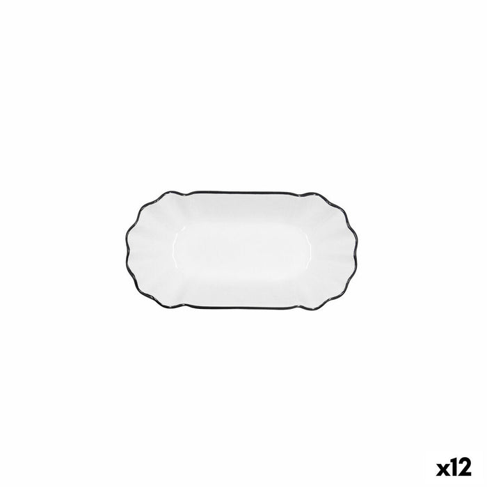 Tavă pentru gustari Quid Gastro Alb Negru Ceramică 20,5 x 11 x 3,5 cm (12 Unități)