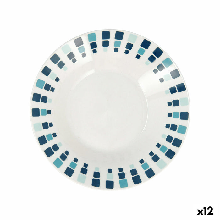 Farfurie Adâncă Quid Simetric Albastru Ceramică 20 cm (12 Unități)