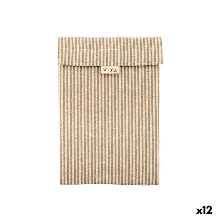 Geantă pentru sandvișuri Koala Eco Friendly Bej Textilă 26 x 17,5 cm Cu dungi (12 Unități)