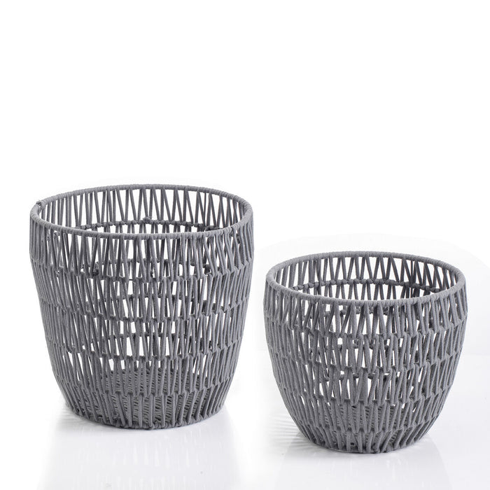 Set de Coșuri Vinthera Moa Bumbac Metal 2 Piese Gri