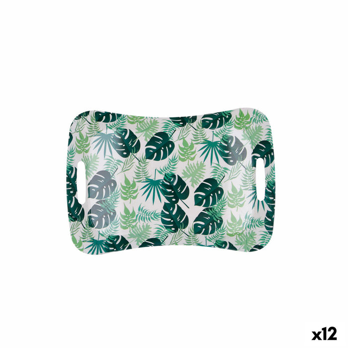 Tavă pentru micul dejun Quid Habitat Multicolor Plastic 33,5 x 23 x 3,5 cm Cu mânere Frunze (12 Unități)