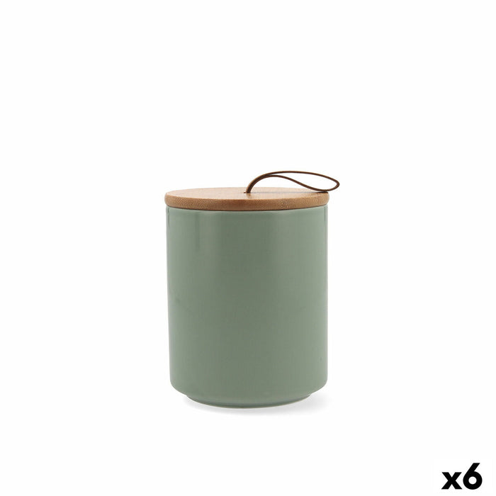 Borcan Quid Ozon Verde Ceramică Frunze 10,4 x 13 cm (6 Unități)