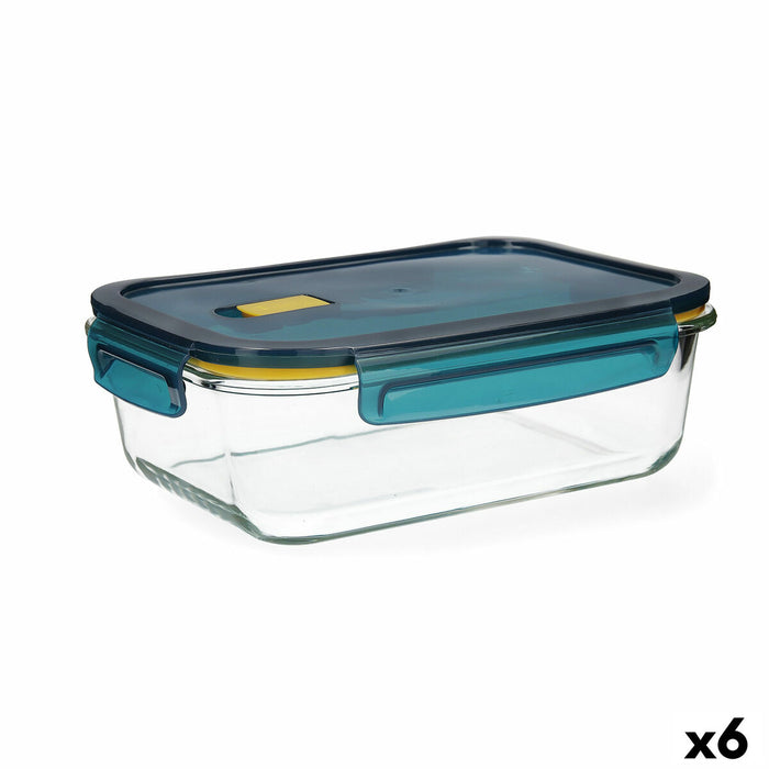Cutie pentru prânz ermetică Quid Astral Albastru Sticlă 1,52 L 23 x 17,5 x 8,4 cm (6 Unități)