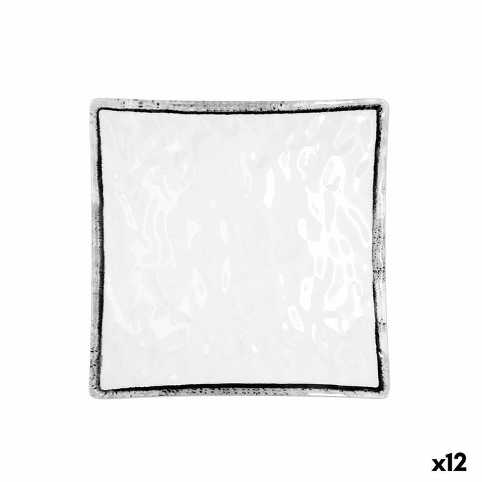 Platou Plat Quid Select Filo Alb Negru Plastic Pătrat 19 x 19 x 4,5 cm (12 Unități)
