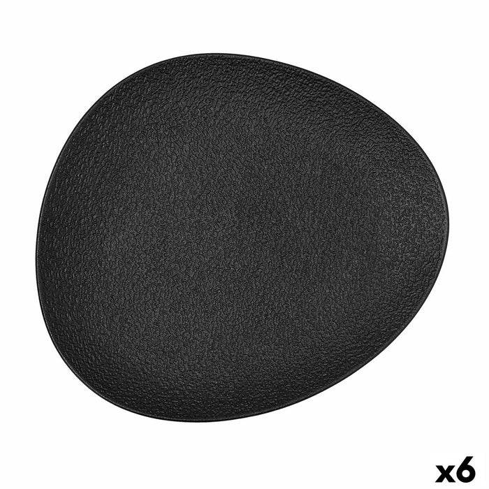 Platou Plat Bidasoa Fosil Negru Ceramică Oval 28 x 24,8 x 2,5 cm (6 Unități)