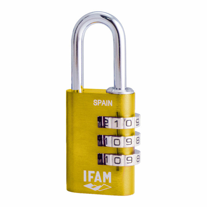 Lacăt cu cifru IFAM Combi30 Galben Aluminiu