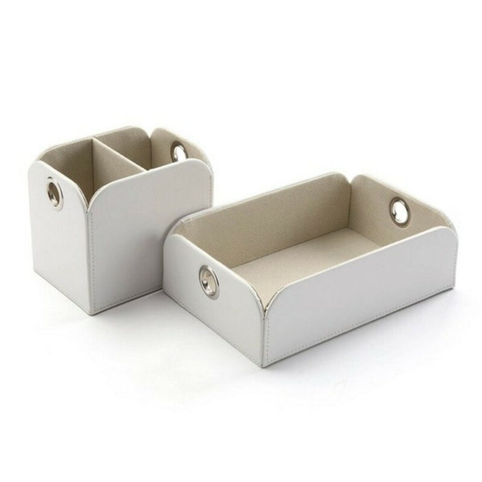 Suporturi pentru depozitarea articolelor din buzunare Versa Alb Imitație de piele Metal Poliester (13 x 6,5 x 20 cm)