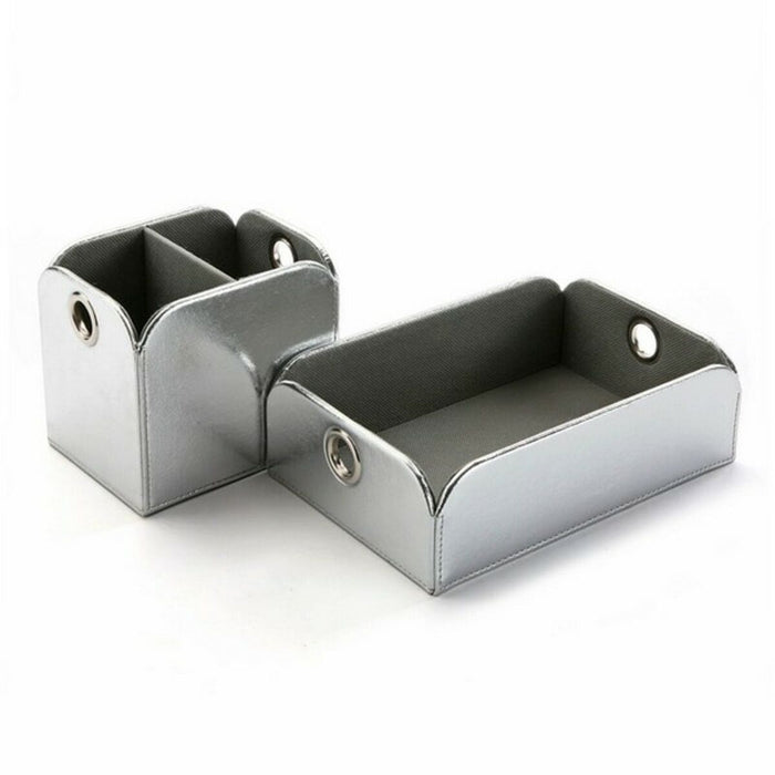 Suporturi pentru depozitarea articolelor din buzunare Versa Argintiu Imitație de piele Metal (13 x 6,5 x 20 cm)