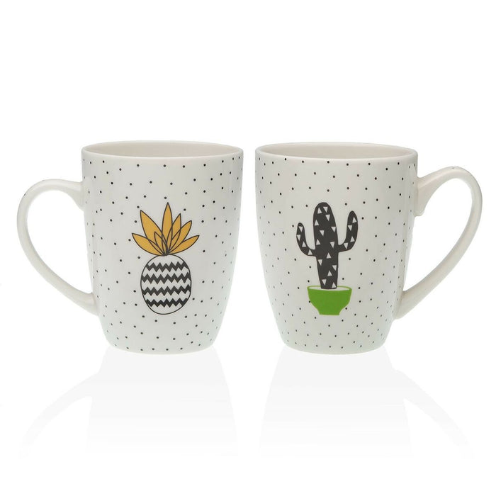 Cană tip Halbă Versa Cactus Ananas 2 Unități Porțelan