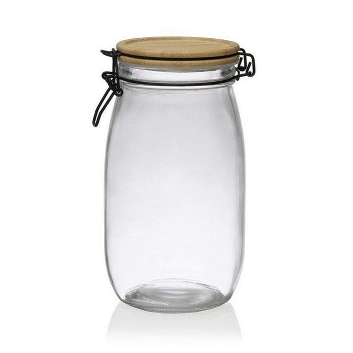 Borcan din Sticlă Transparentă Versa Bambus (11,8 x 21,7 x 11,8 cm) 1,5 l