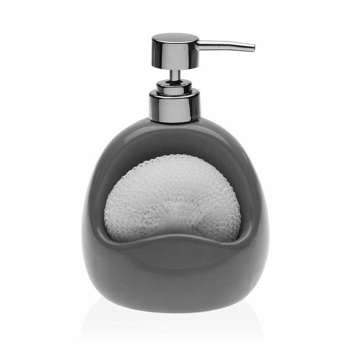 Dozator de Săpun Versa Gri Burete de sârmă Ceramică (16,5 x 16 x 10,5 cm) (10,5 x 16,5 x 16 cm)