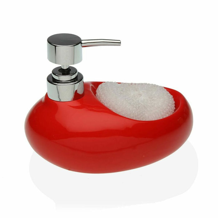Dozator de Săpun Versa Roșu Burete de sârmă Ceramică (16,5 x 16 x 10,5 cm)