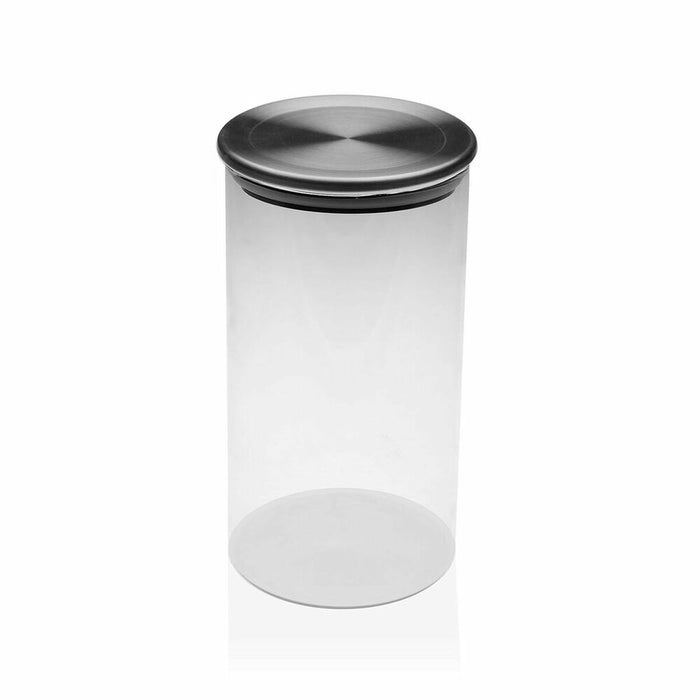 Borcan din sticlă Versa 600 ml Geam Oțel (8,5 x 8,5 x 15 cm)